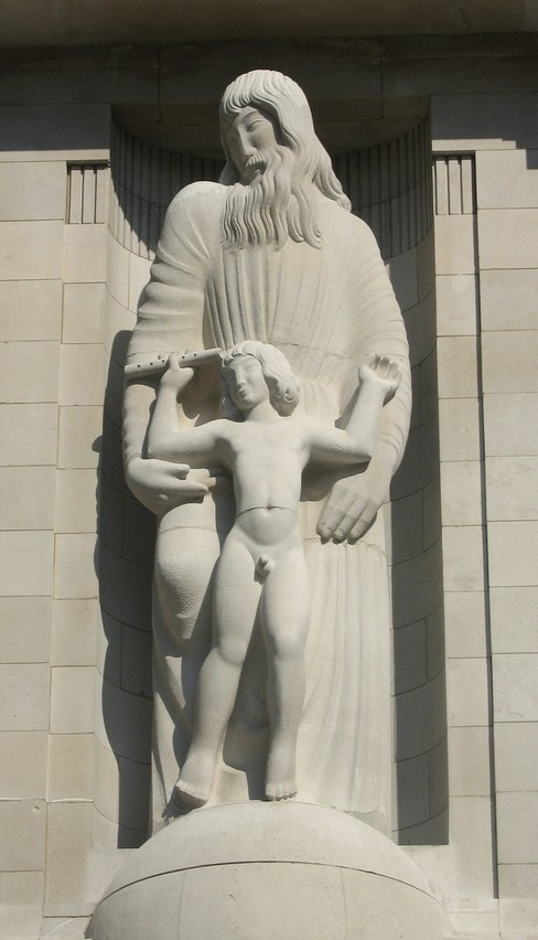 Sculpture of Prospero & Ariel at the BBC, Eric Gill, 1932