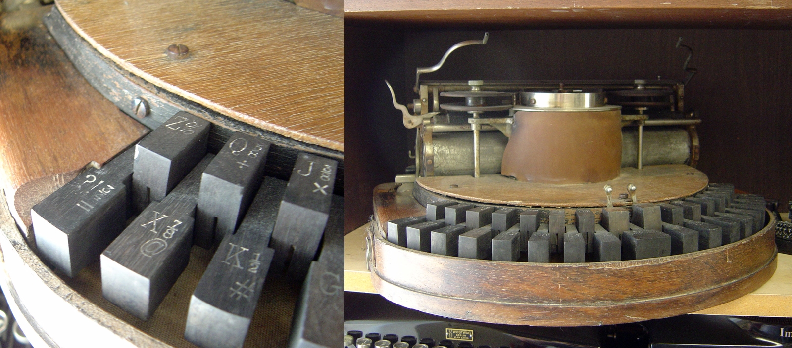 The '@' symbol on the keyboard of an 1889 Hammond typewriter