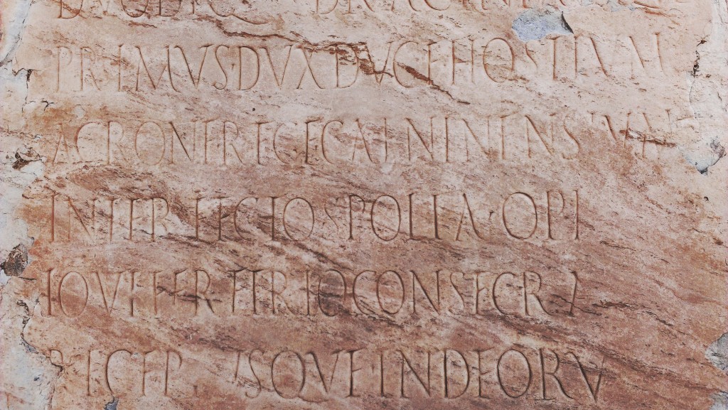 Inscription on stone plaque at Pompeii. (Photo by the author.)