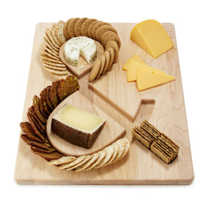 Cheese & crackers serving board from UncommonGoods of Brooklyn. (Image courtesy of UncommonGoods.)