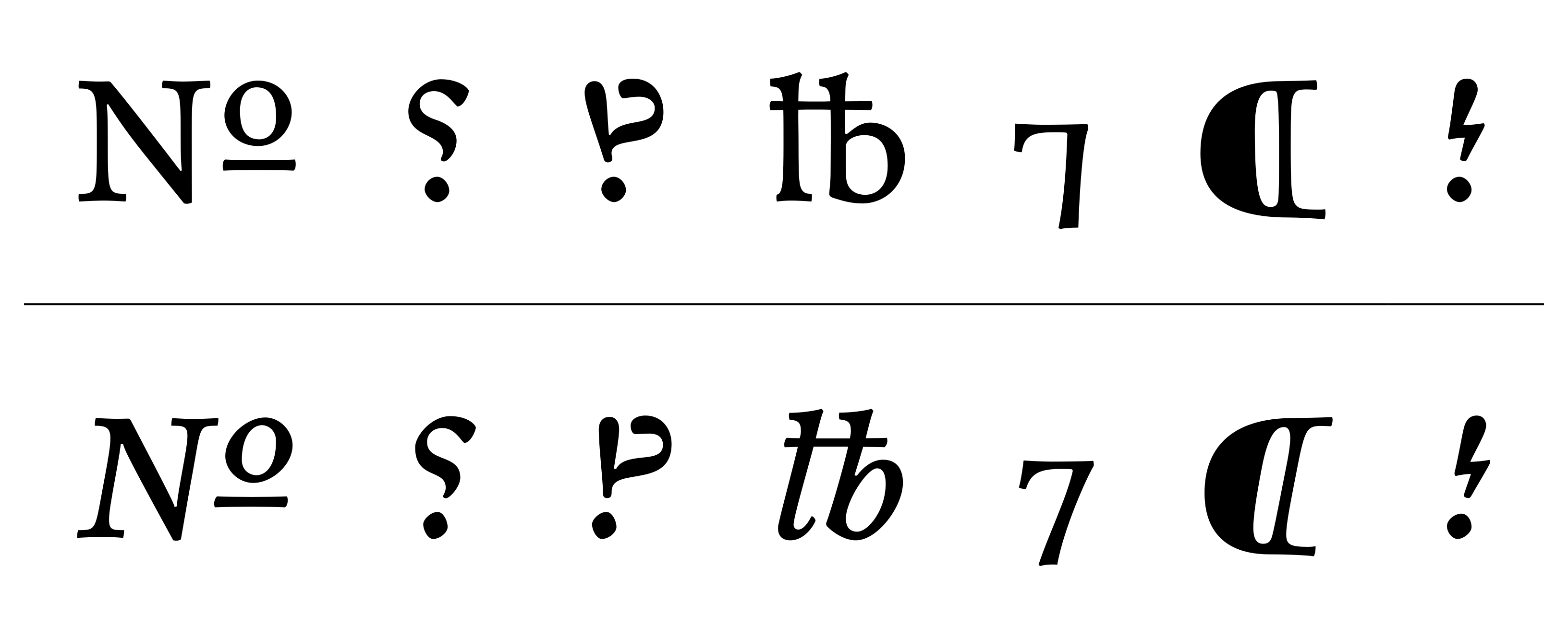 Custom symbols from Monokrom's Satyr typeface, as designed by Sindre Bremnes.