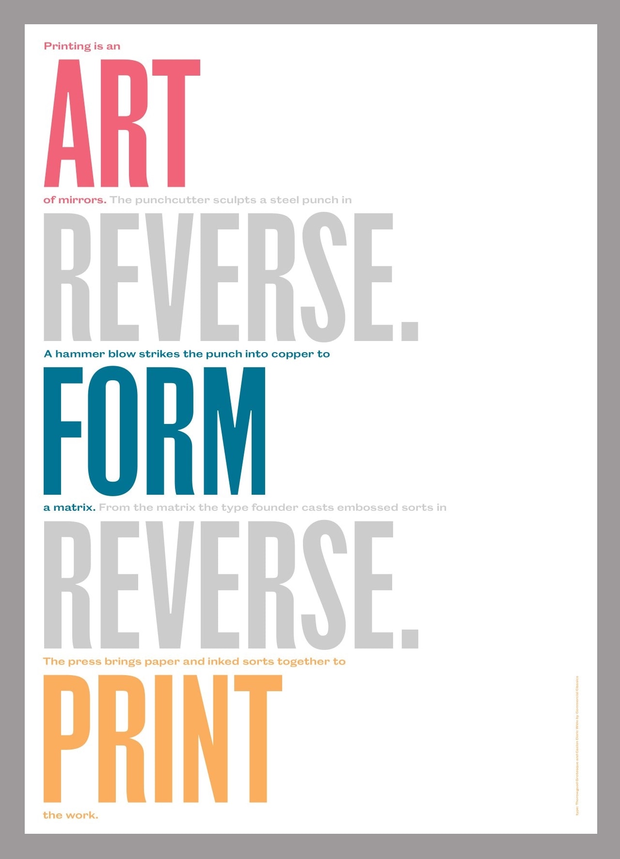 Typographic poster by Tom Etherington and Keith Houston featuring show-through text printed in reverse